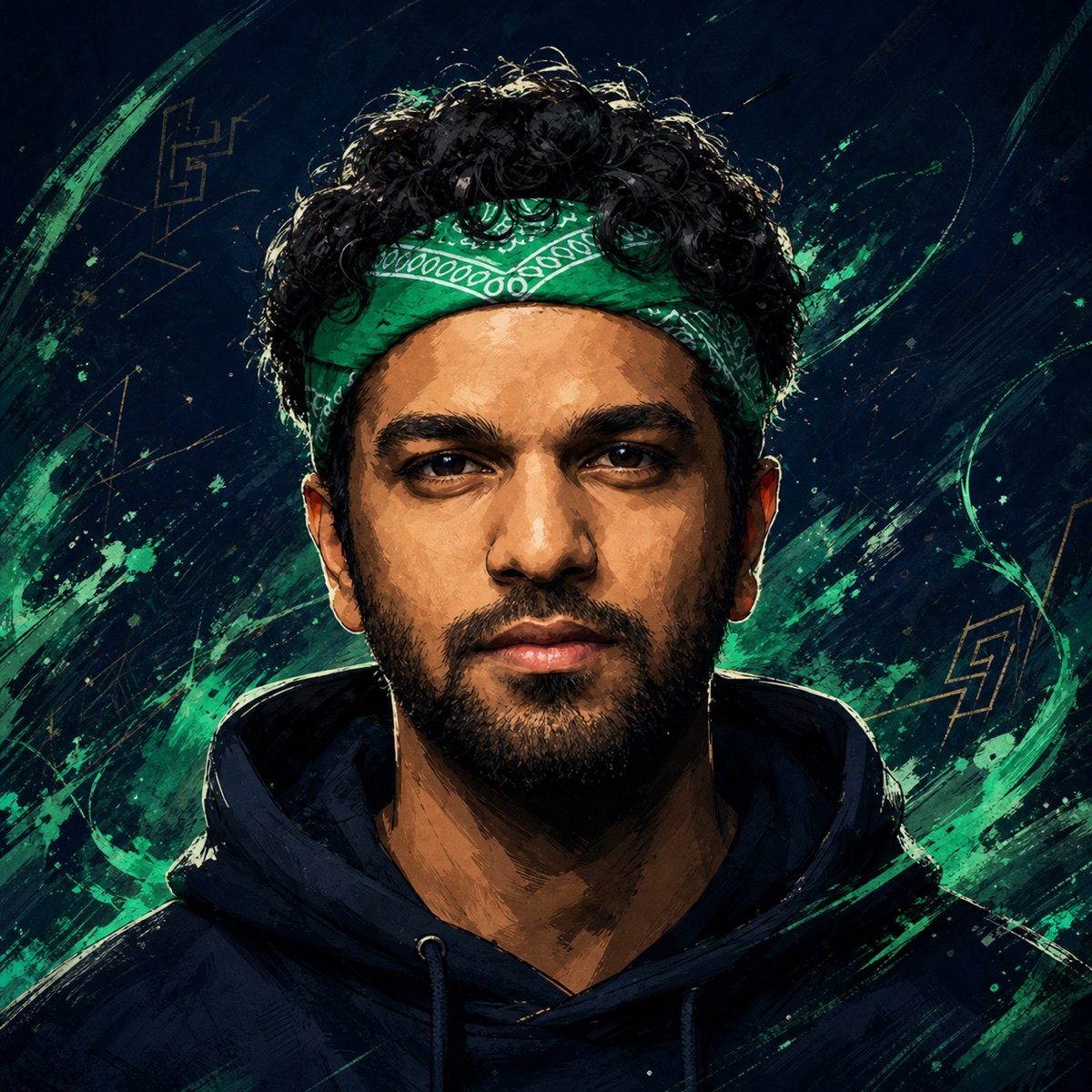 Anime-style portrait of Abdul Rehman