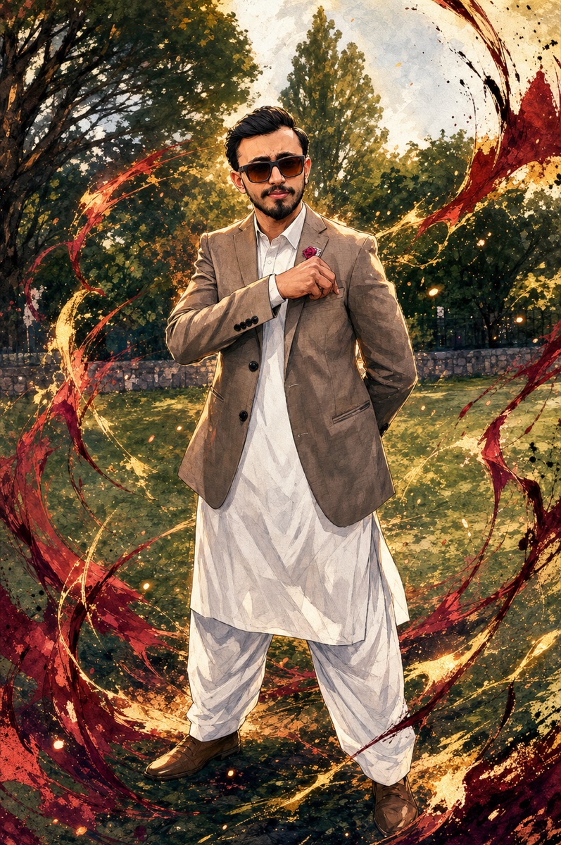 Anime-style portrait of Ahmed Azam
