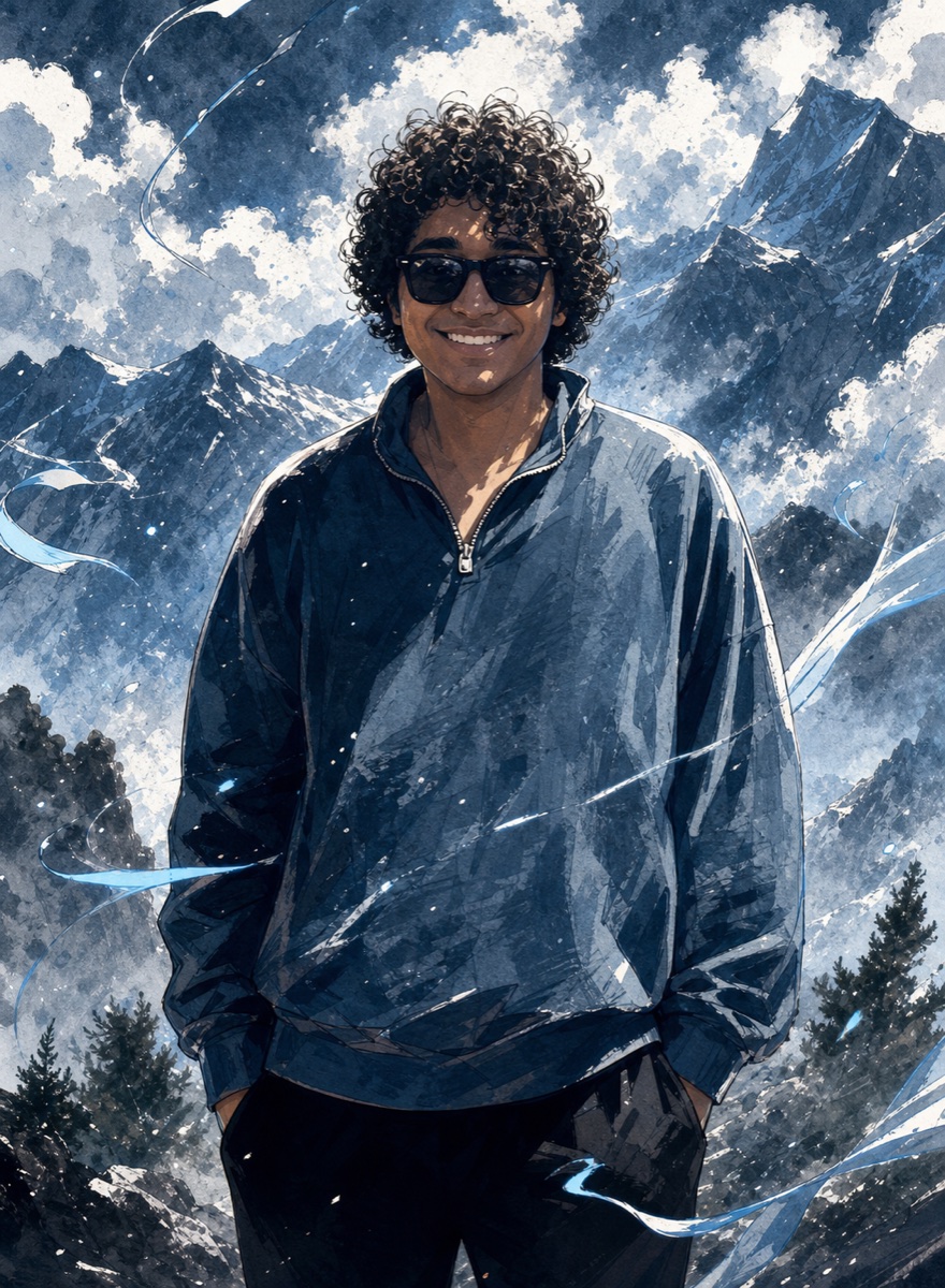 Anime-style portrait of Hilmand Kamal