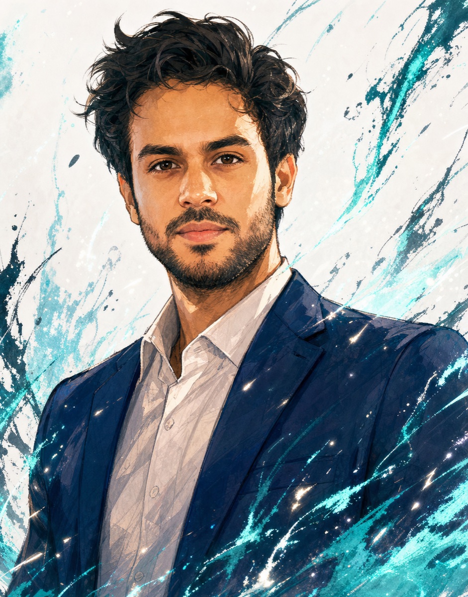Anime-style portrait of Muhammad Haider Abbas