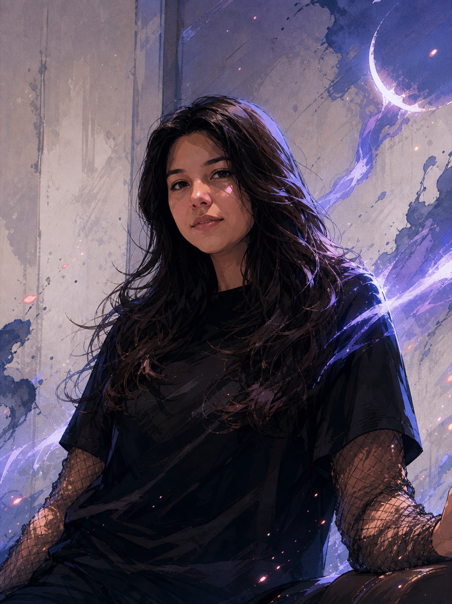 Anime-style portrait of Soha Meer
